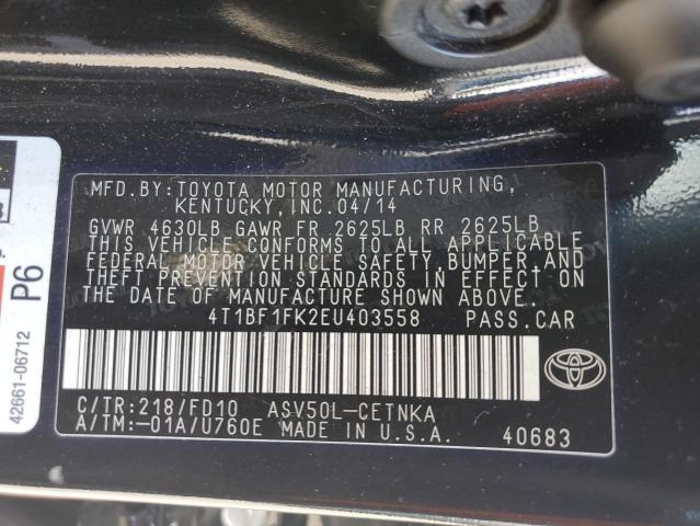 4T1BF1FK2EU403558 | 2014 TOYOTA CAMRY L