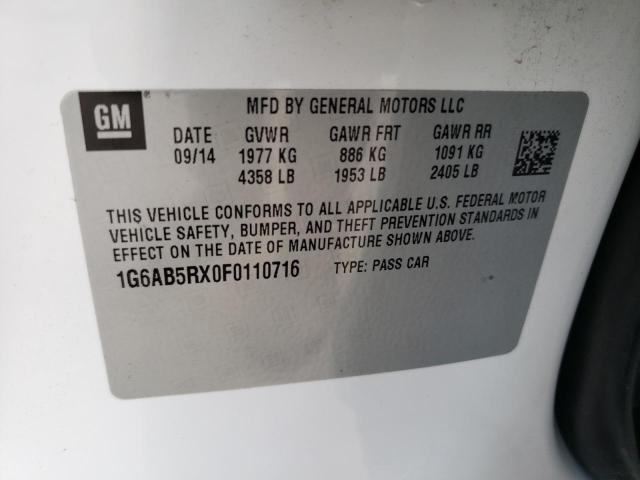 1G6AB5RX0F0110716 Cadillac ATS LUXURY