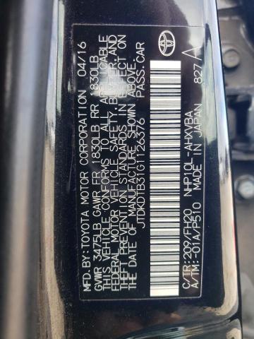JTDKDTB31G1126376 Toyota PRIUS C