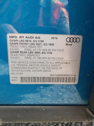 WA1VABGE8KB020742 Audi E-Tron PRE 10