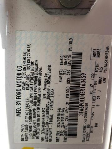 3FA6P0LU4ER163459 Ford Fusion Se Hybrid