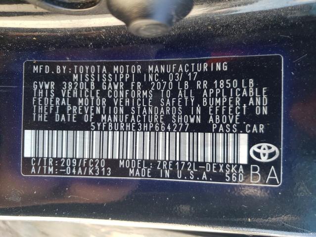 5YFBURHE3HP664277 Toyota COROLLA L