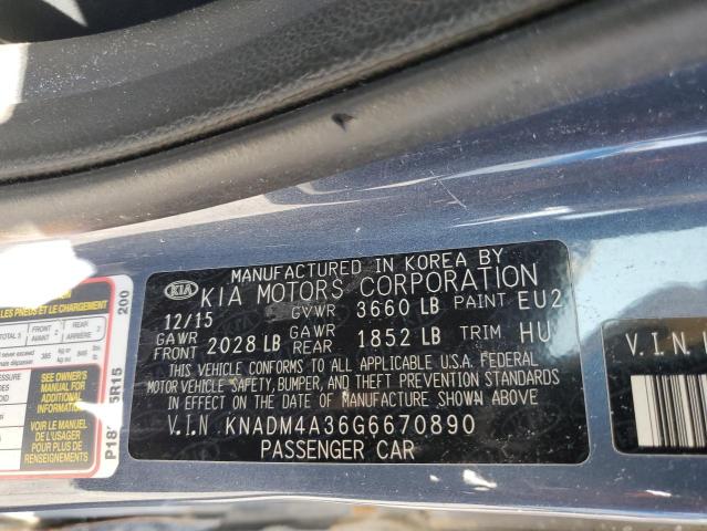 KNADM4A36G6670890 KIA RIO LX