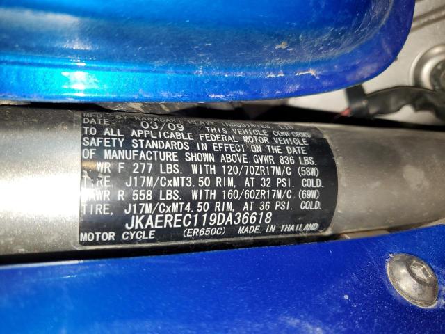 2009 KAWASAKI ER650 C - JKAEREC119DA36618