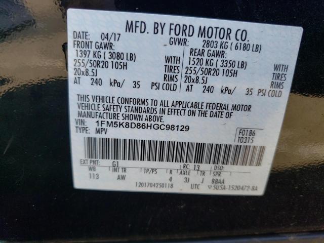 1FM5K8D86HGC98129 Ford EXPLORER XLT