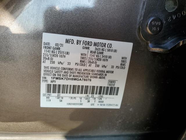 1FMSK7DH8MGA78076 Ford EXPLORER XLT