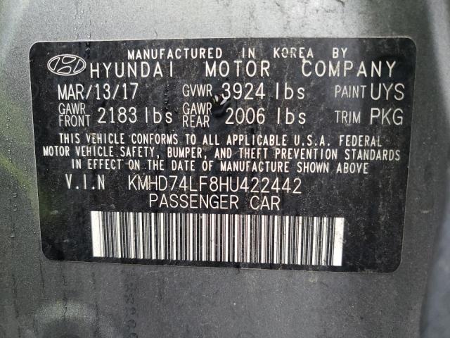 KMHD74LF8HU422442 Hyundai ELANTRA SE