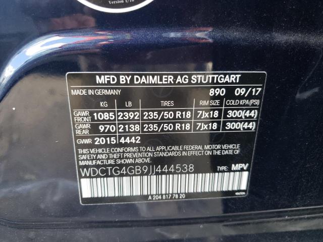 VIN WDCTG4GB9JJ444538 2018 Mercedes-Benz GLA-Class,... no.13