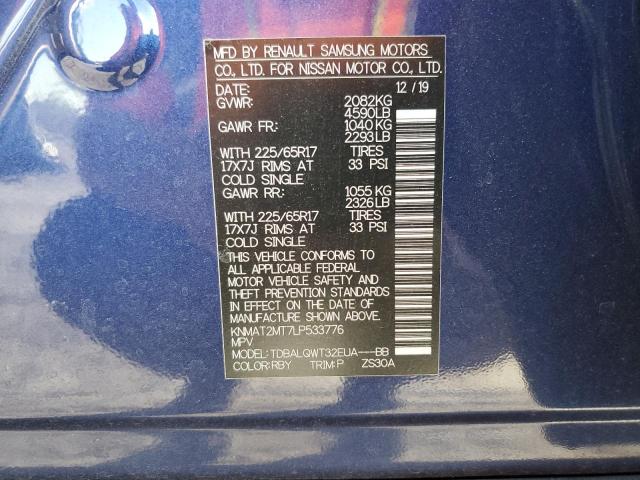 2020 NISSAN 2.5 KNMAT2MT7LP533776