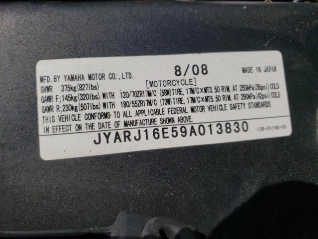 2009 YAMAHA YZFR6 JYARJ16E59A013830