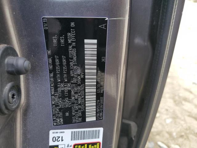 5TDYZ3DC1KS001835 Toyota SIENNA XLE