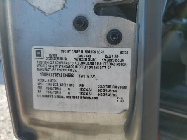 2000 Chevrolet Tahoe K1500 VIN: 1GNEK13T6YJ134682 Lot: 82904663