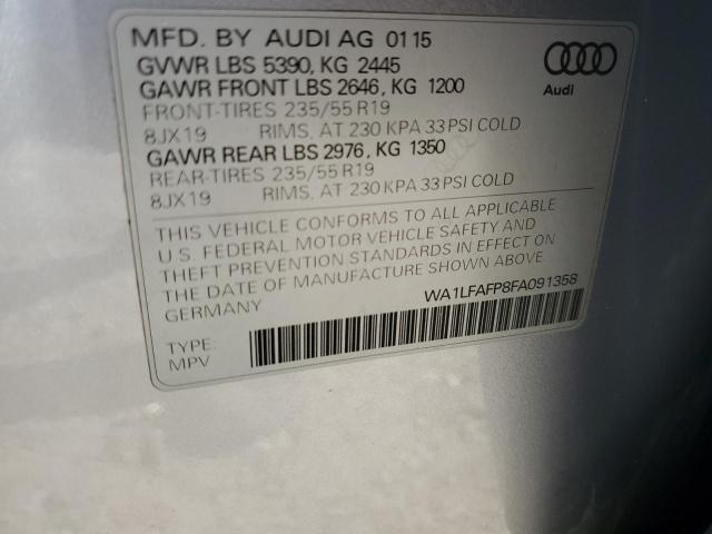 2015 AUDI Q5 WA1LFAFP8FA091358