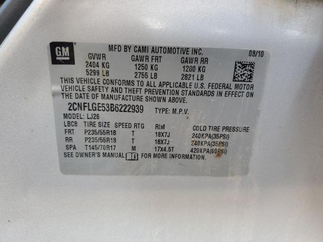 2011 Chevrolet Equinox Ltz VIN: 2CNFLGE53B6222939 Lot: 68405113