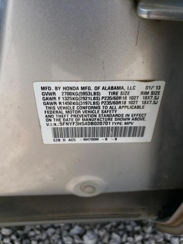 5FNYF3H54DB020701 2013 Honda Pilot Exl