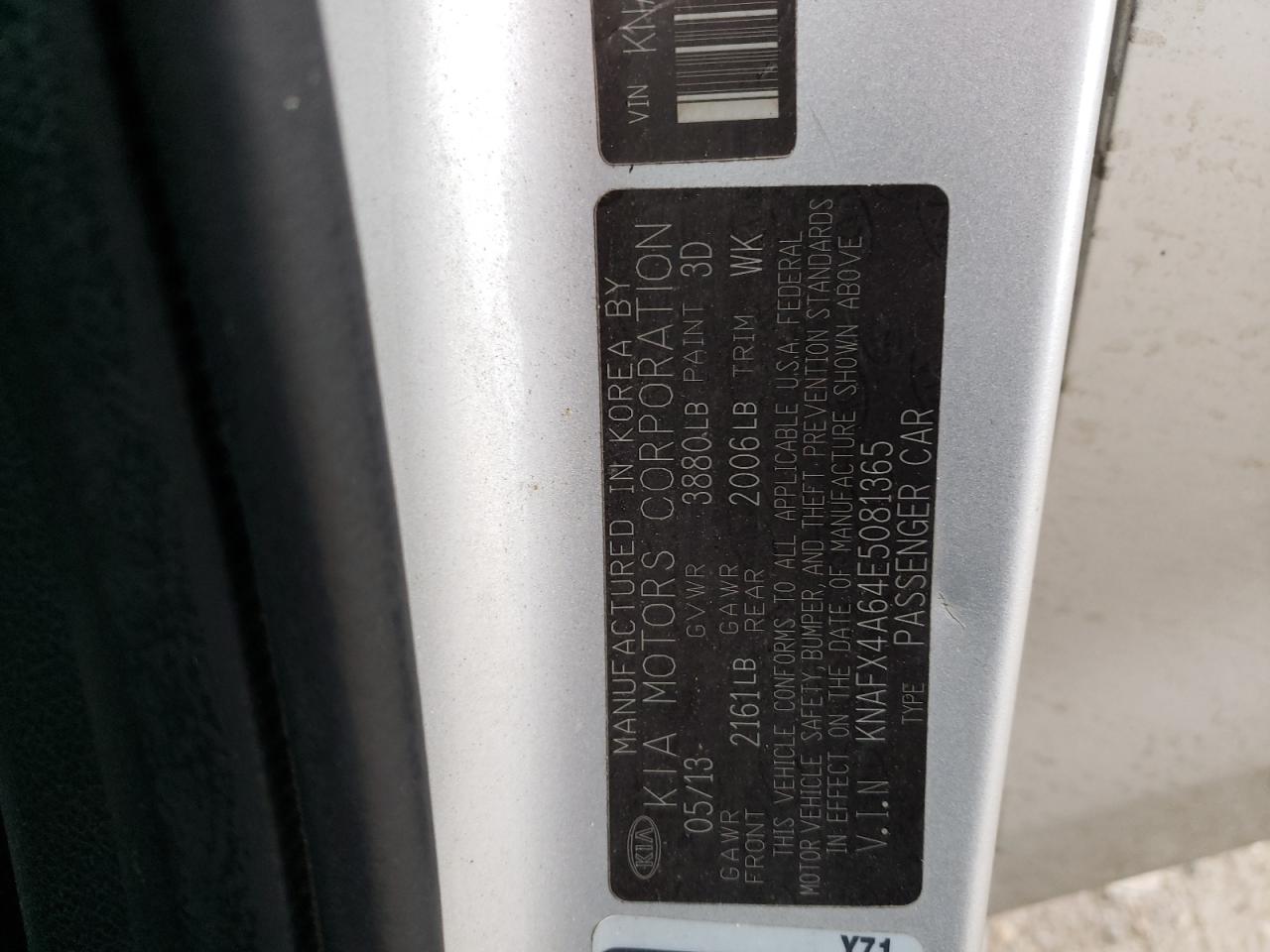 KNAFX4A64E5081365 2014 Kia Forte Lx