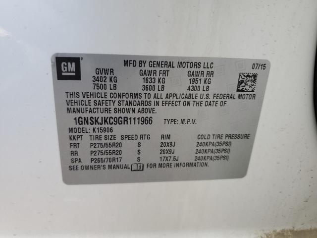 2016 CHEVROLET SUBURBAN K - 1GNSKJKC9GR111966