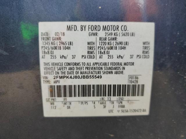 2FMPK4J80JBB55549 Ford EDGE SEL