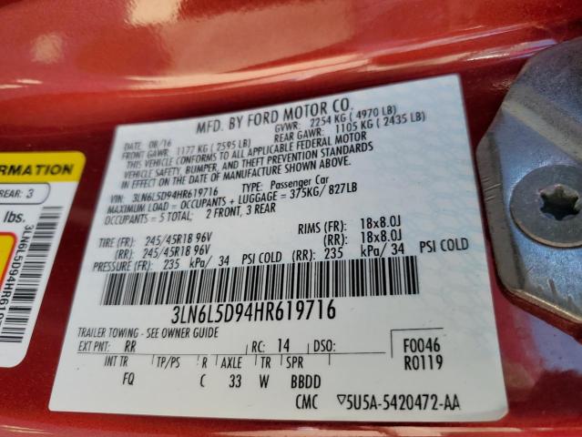 3LN6L5D94HR619716 Lincoln MKZ SELECT