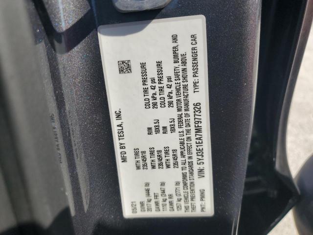 5YJ3E1EA7MF977326 Tesla MODEL 3