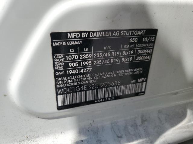 WDCTG4EB2GJ203688 Mercedes-Benz GLA 250
