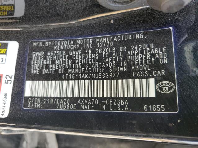 2021 TOYOTA CAMRY SE - 4T1G11AK7MU533877