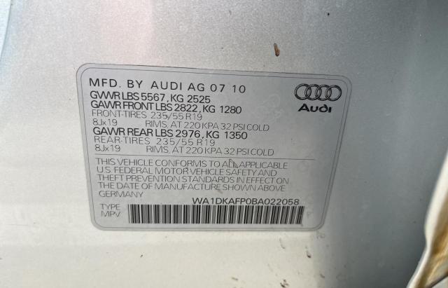 WA1DKAFP0BA022058 2011 AUDI Q5, photo no. 10