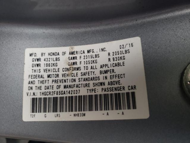 1HGCR2F85GA142037 Honda ACCORD EXL