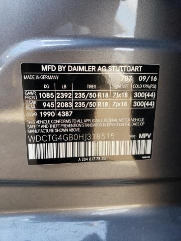 WDCTG4GB0HJ318515 Mercedes-Benz Gla 250 4matic