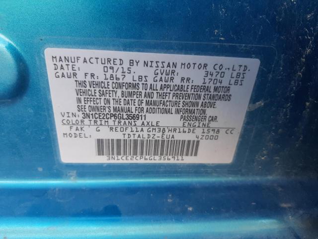 3N1CE2CP6GL356911 Nissan Versa Note S