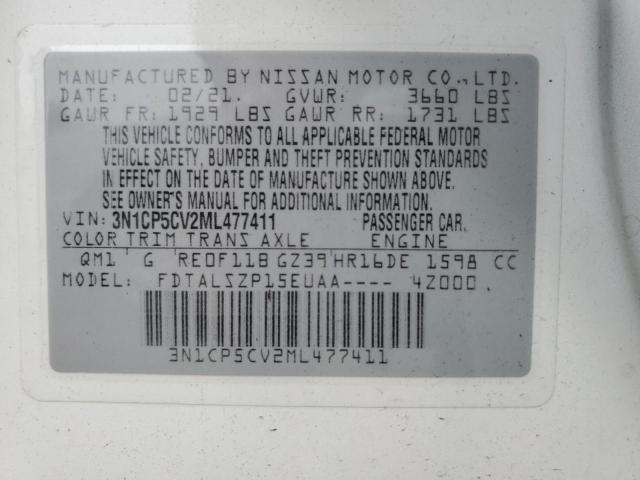 3N1CP5CV2ML477411 Nissan KICKS SV