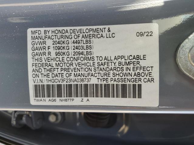 1HGCV3F23NA038737 Honda Accord Hybrid Sport