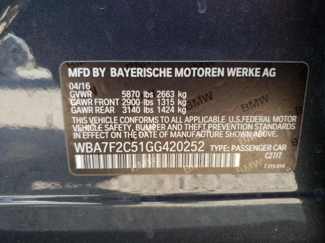 VIN WBA7F2C51GG420252 2016 BMW 7 Series, XI no.12