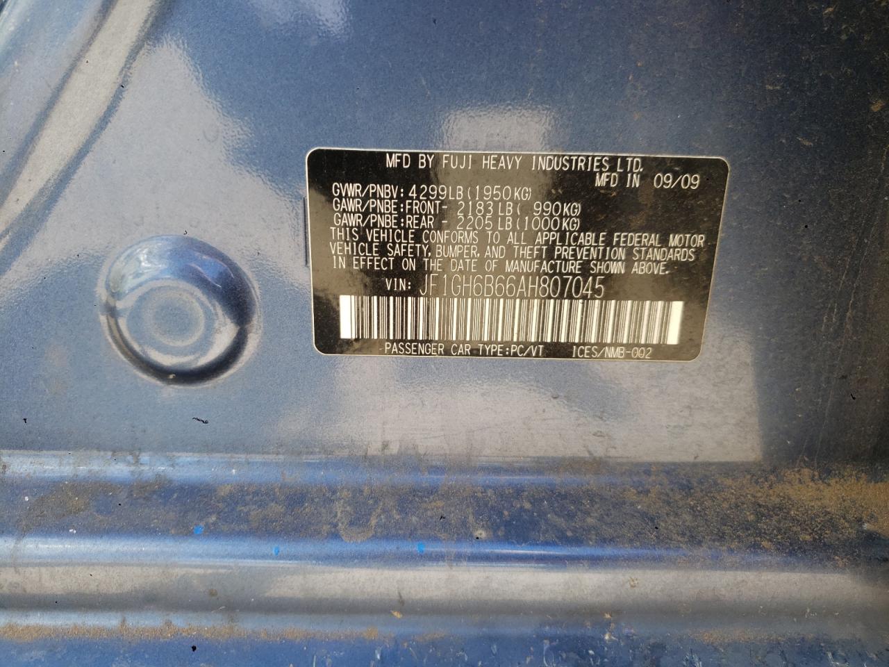 JF1GH6B66AH807045 2010 Subaru Impreza 2.5I Premium