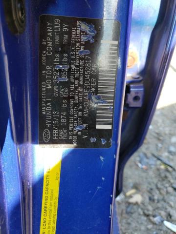 2013 Hyundai Accent Gls VIN: KMHCU4AE9DU452817 Lot: 70329793