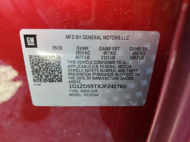 2018 CHEVROLET MALIBU 4D 1G1ZD5STXJF241765