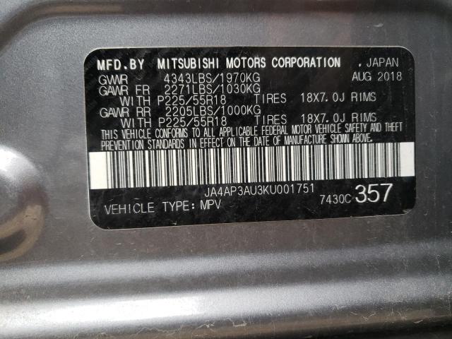 JA4AP3AU3KU001751 Mitsubishi Outlander Sport Es