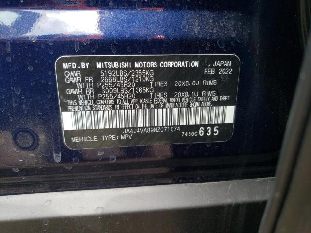 JA4J4VA89NZ071074 Mitsubishi Outlander Sel