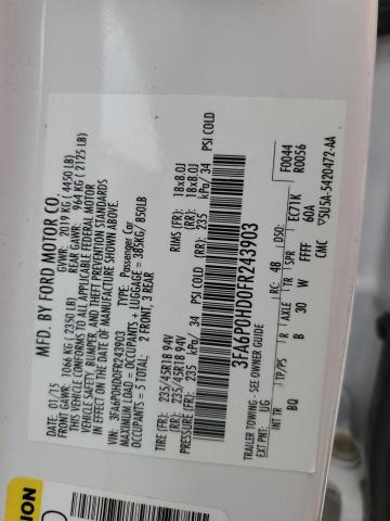 3FA6P0HD0FR243903 Ford FUSION SE