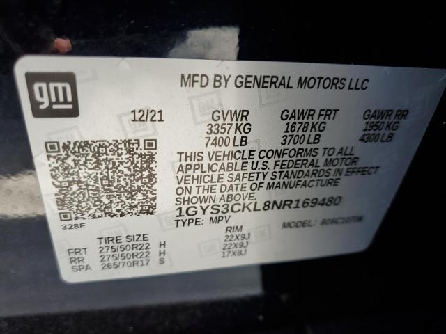 1GYS3CKL8NR169480 Cadillac Escalade Premium Luxury