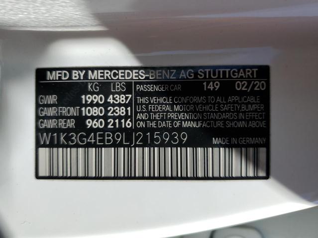 W1K3G4EB9LJ215939 Mercedes-Benz A 220