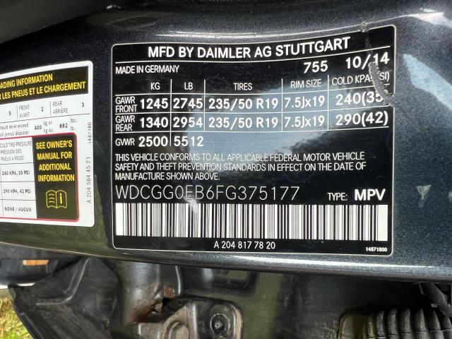 WDCGG0EB6FG375177 Mercedes-Benz Glk 250 Bluetec