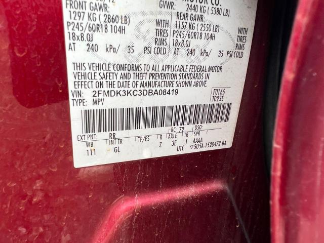 2FMDK3KC3DBA08419 2013 FORD EDGE, photo no. 10