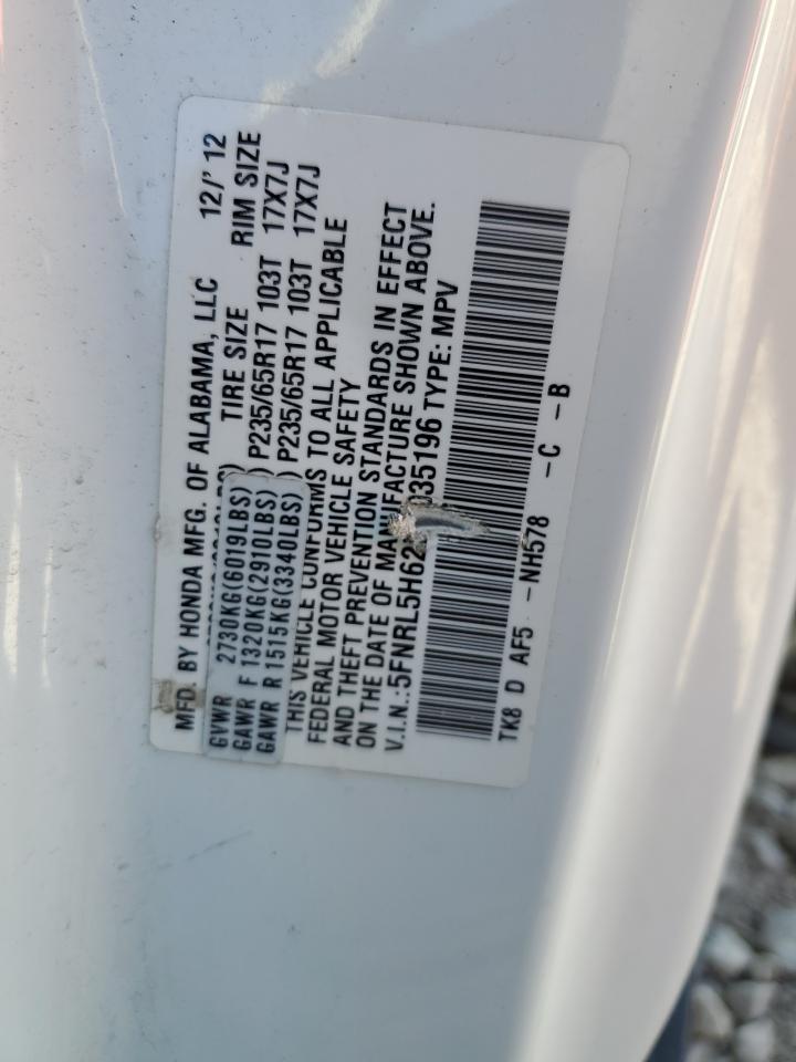 5FNRL5H62DB035196 2013 Honda Odyssey Exl