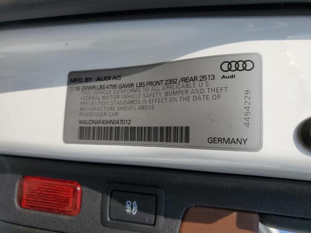 WAUDNAF40HN047012 | 2017 Audi a4 premium