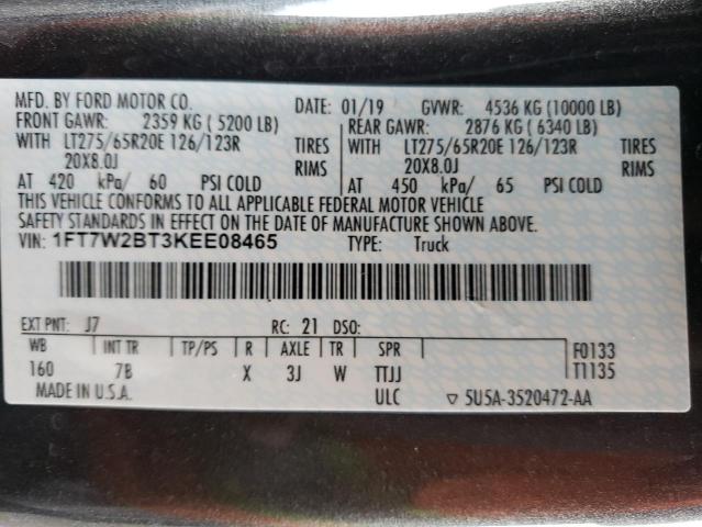 1FT7W2BT3KEE08465 | 2019 FORD F250 SUPER