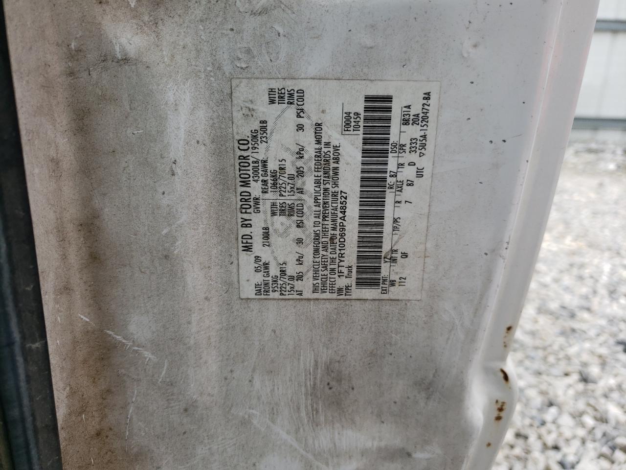 1ftyr10d69pa48527 1FTYR10D69PA48527 2009 Ford Ranger
