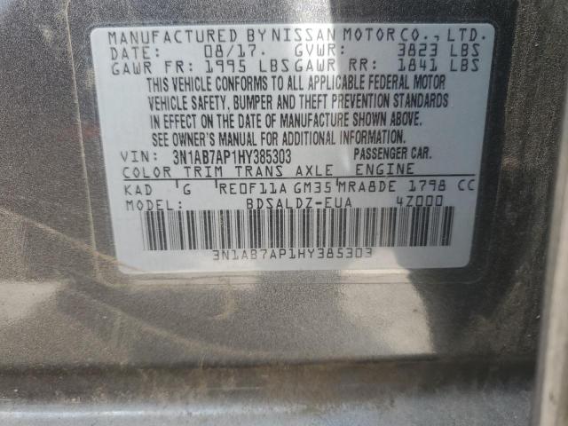 3N1AB7AP1HY385303 | 2017 NISSAN SENTRA S