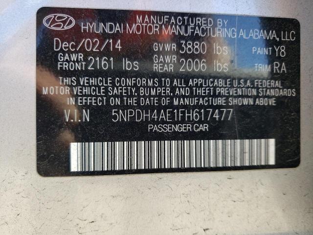 5NPDH4AE1FH617477 | 2015 HYUNDAI ELANTRA SE