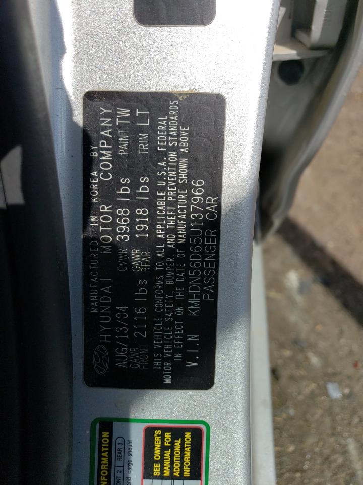 KMHDN56D65U137966 2005 Hyundai Elantra Gls